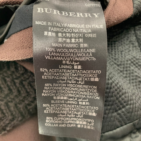 BURBERRY PRORSUM par Christopher Bailey Taille 40 Veste à revers en laine à col Zig Zag marron