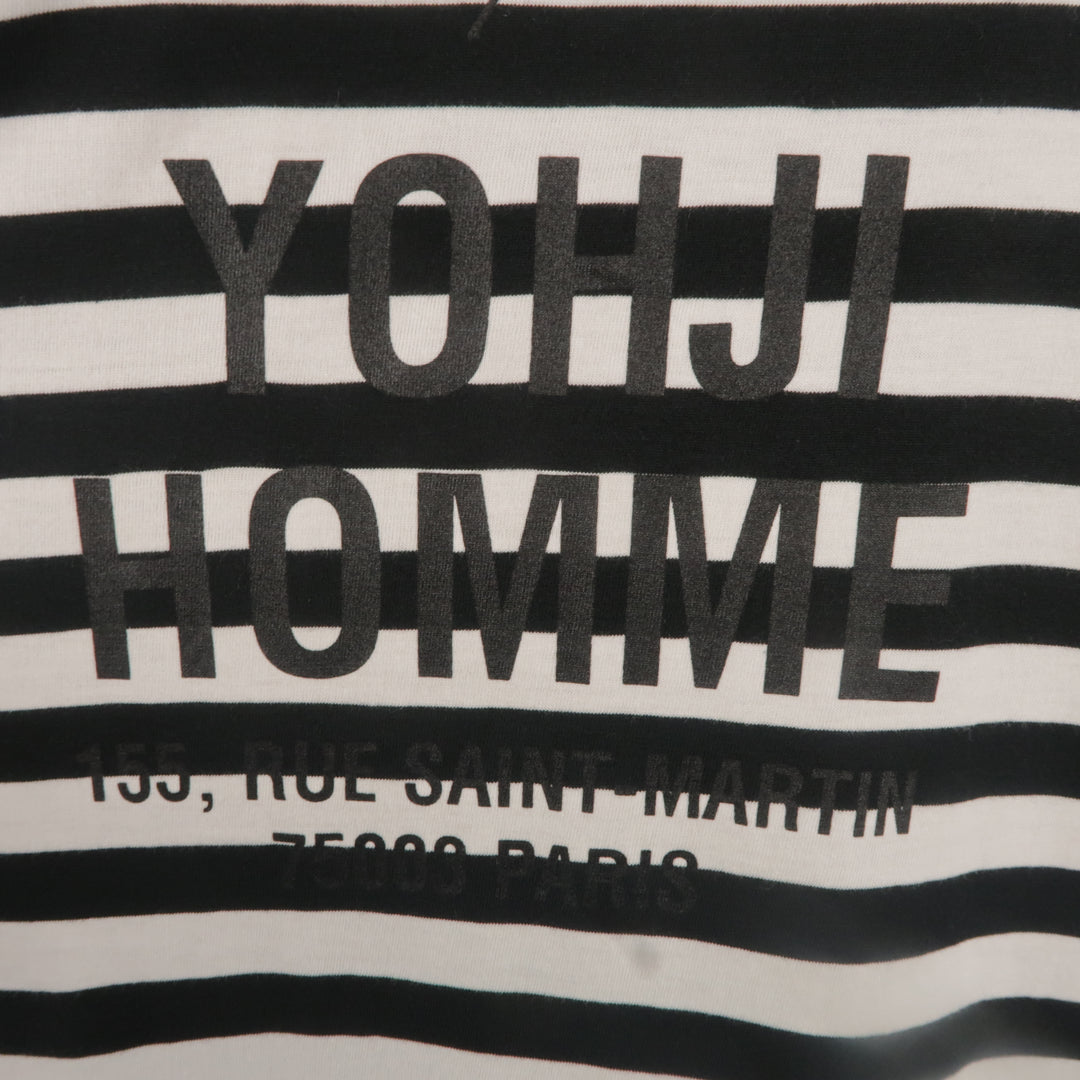 YOHJI YAMAMOTO Size L Black & White Stripe YOHJI HOMME Long Sleeve T Shirt