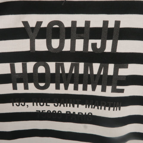 YOHJI YAMAMOTO Size L Black & White Stripe YOHJI HOMME Long Sleeve T Shirt