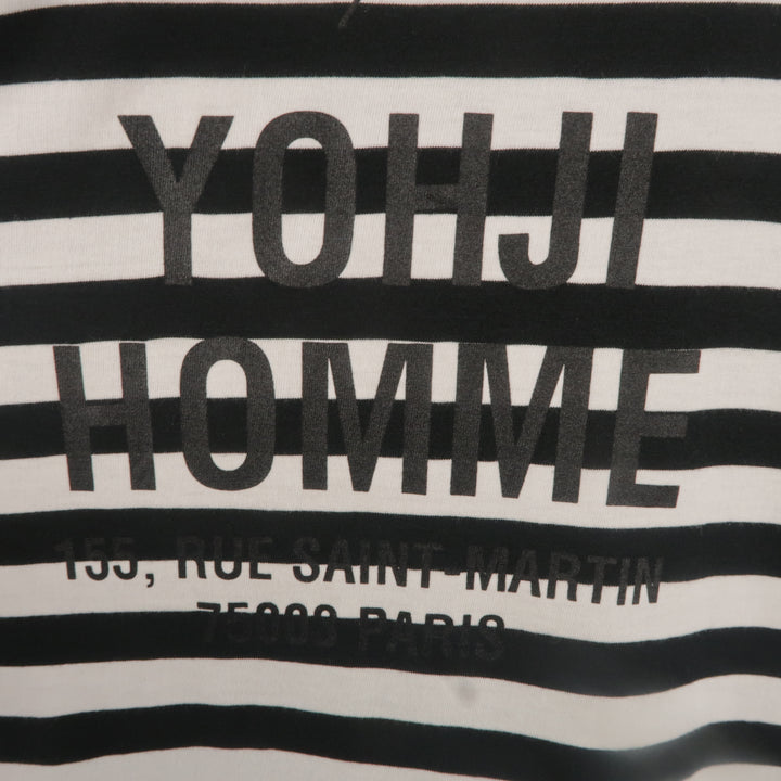 YOHJI YAMAMOTO Taille L Noir &amp; Blanc Stripe YOHJI HOMME T-shirt à manches longues