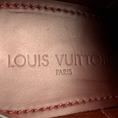 LOUIS VUITTON Size 11.5 Black Leather Cap Toe Lace Up Shoes