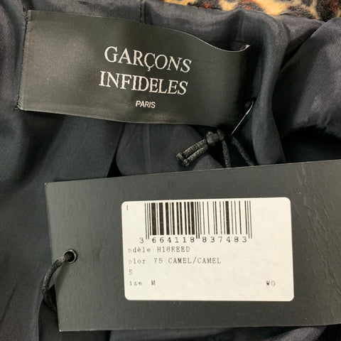 GARCONS INFIDELES Size M Black Tan Animal Print Snaps Jacket