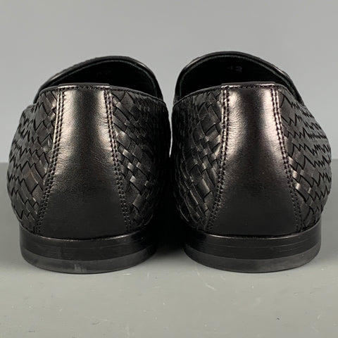 BOTTEGA VENETA Size 9 Black Woven Slip On Loafers