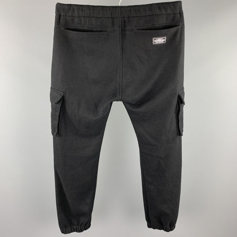 NEIGHBORHOOD Size L Black Wool Blend Cargo Pockets Drawstring Casual Pants