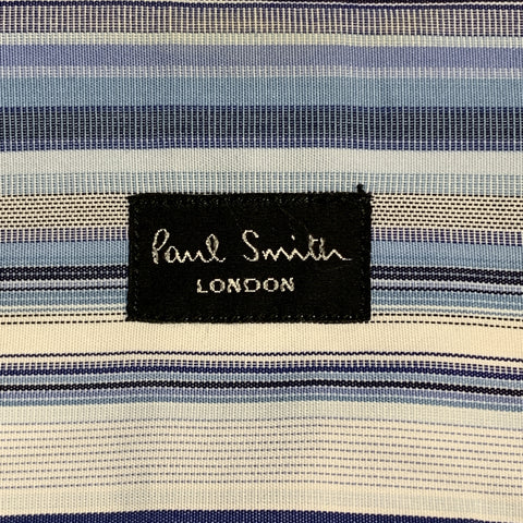 PAUL SMITH Size M Blue Stripe Cotton Long Sleeve Shirt