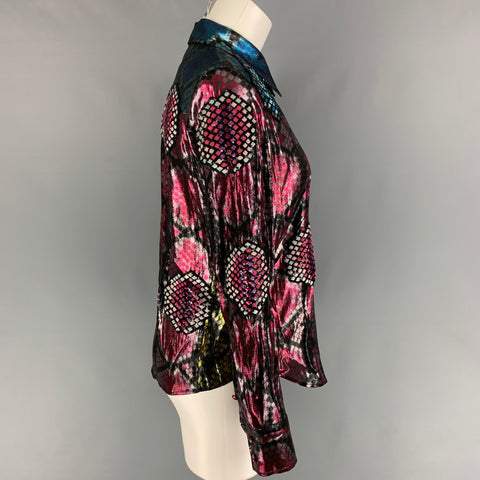 MARC JACOBS Size 2 Multi-Color Silk Polyester Sequin Print Button Up Shirt