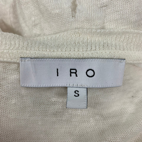 IRO Size S White Distressed Linen Crew-Neck Clay T-shirt