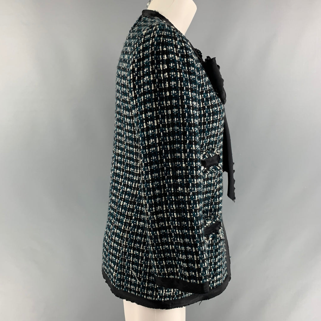 MARC JACOBS Size 2 Black, White and Green Wool & Modal Jacket