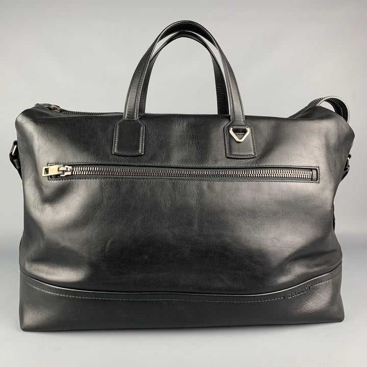 BALLY Black Leather Rectangle Duffle Bag
