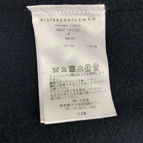 MISTER GENTLE MAN Navy Wool Toggle Closure Scarf Panel