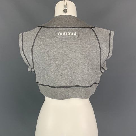 MIU MIU Size XS Gray Ribbed Cotton Fleece Top