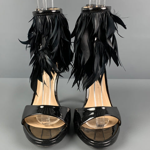 PAUL ANDREW Talla 6 Sandalias con tira al tobillo de charol negro