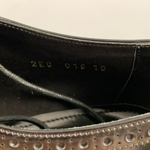 PRADA Talla 11 Zapatos con cordones y plataforma de cuero perforado negro marino