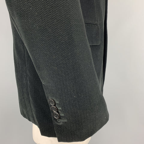 LOUIS VUITTON Size 44 Textured Black Cotton Velvet Notch Lapel Sport Coat