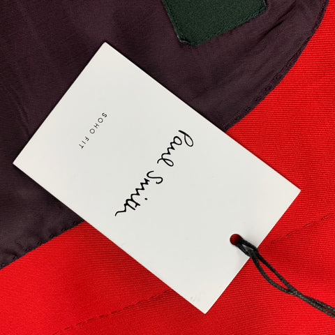PAUL SMITH Size S Red Wool Polyamide Hidden Placket Coat