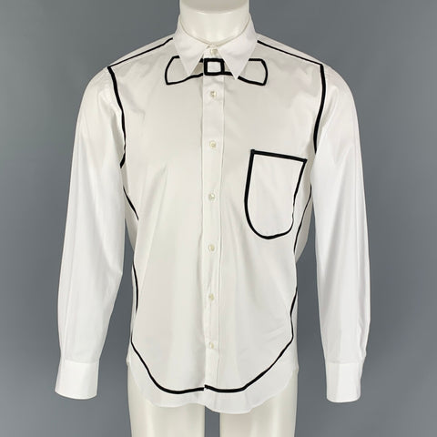 TSUMORI CHISATO Size S Black &  White Solid Cotton Button Up  Long Sleeve Shirt