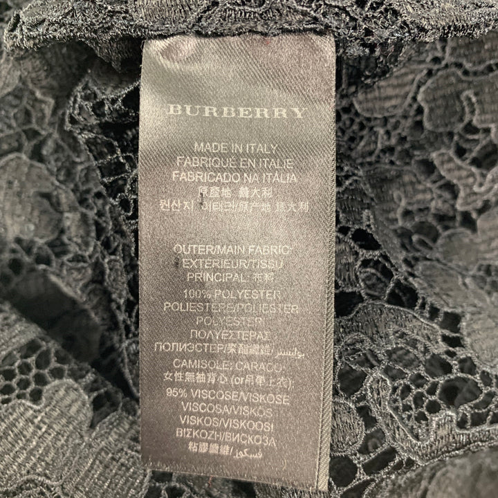 BURBERRY PRORSUM Size 6 Black Polyester Guipure Hidden Placket Dress Top