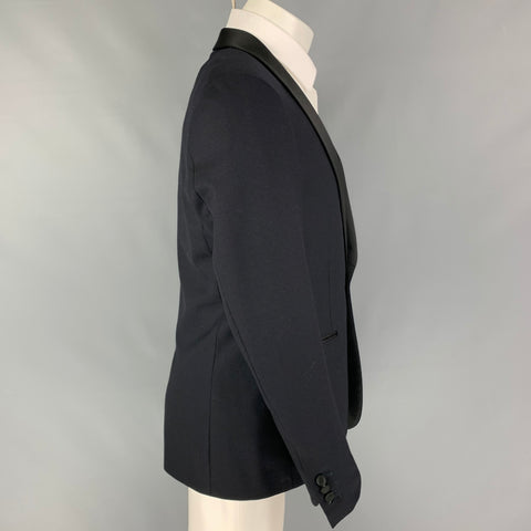 SANDRO Size 40 Black Wool Tuxedo Sport Coat
