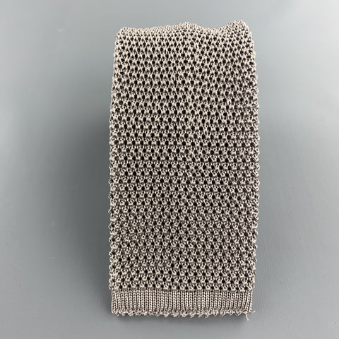 LOCK & CO LONDON Taupe Gray Silk Textured Knit Tie