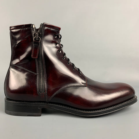 AQUATALIA Size 10.5 Burgundy Leather Lace Up Boots