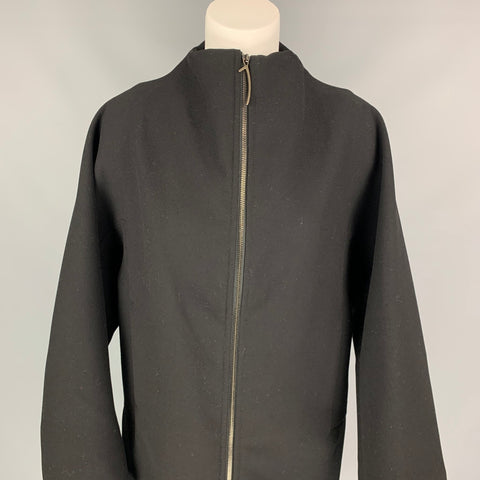 ILARIA NISTRI Size 4 Black Wool Blend Collarless Coat