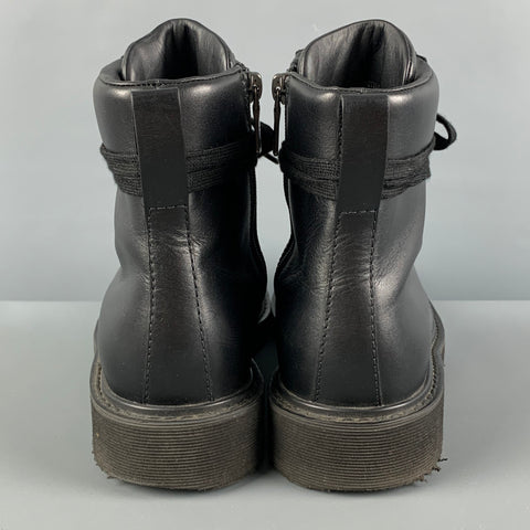 PRADA Size 8 Black Leather City Calf Boots