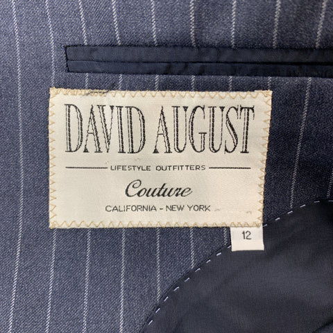 DAVID AUGUST Taille 40 Marine &amp; Gris Rayé Laine Peak Revers 34 x 30 Costume