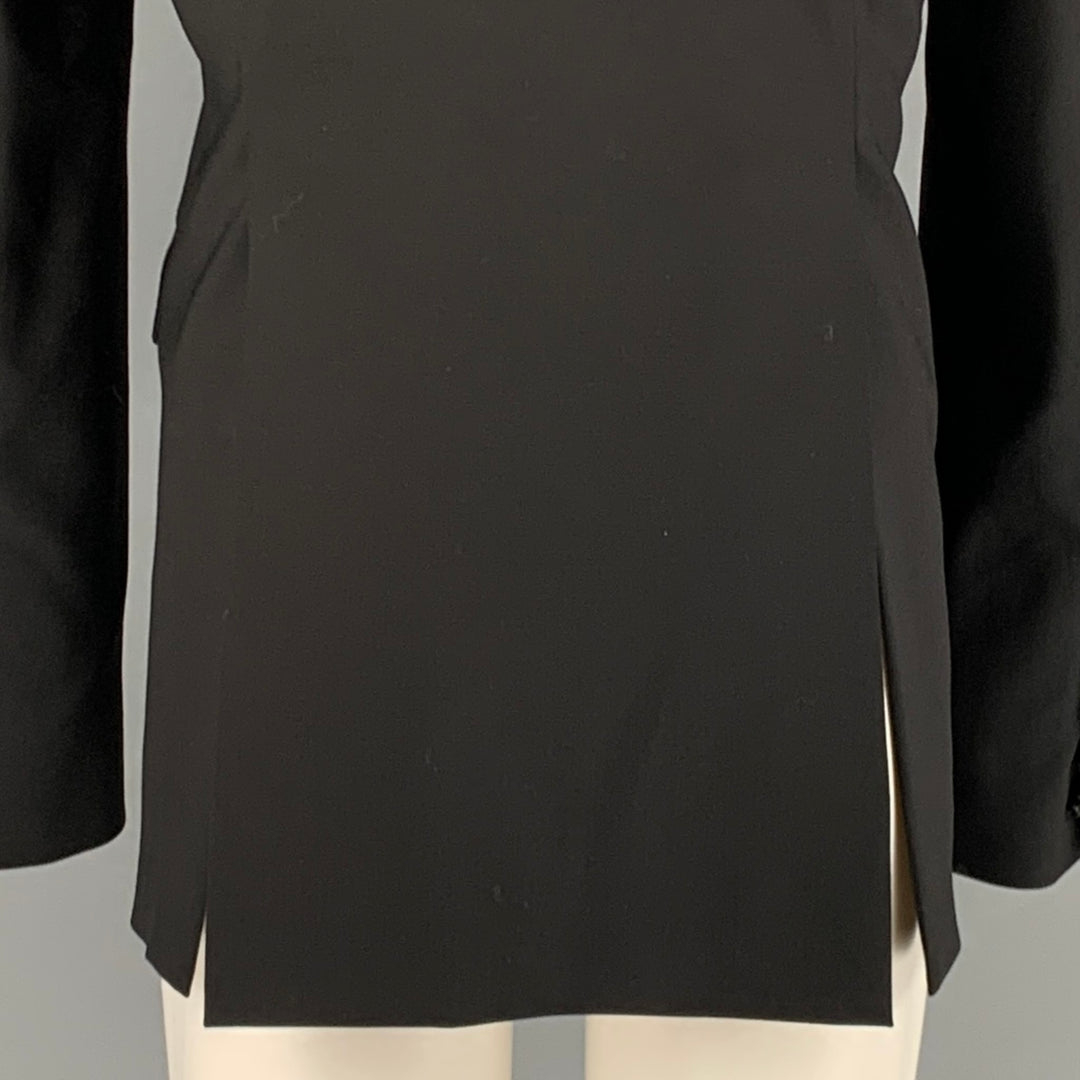 RICK OWENS Size 40 Black Polyester Blend Single Button Jacket