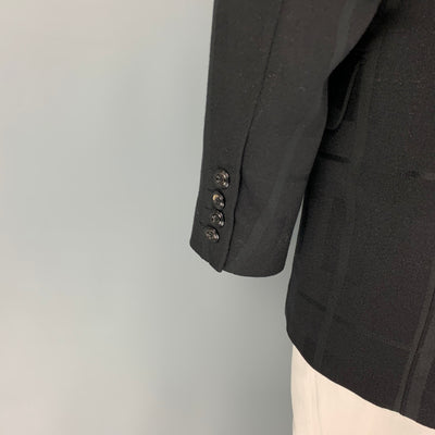 MONSIEUR NICOLE Size M Black Silver Window Pane Double Breasted Sport Coat