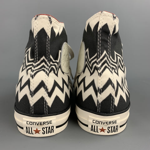 CONVERSE x MISSONI Size 10 Black & White Zig Zag Canvas High Top Sneakers