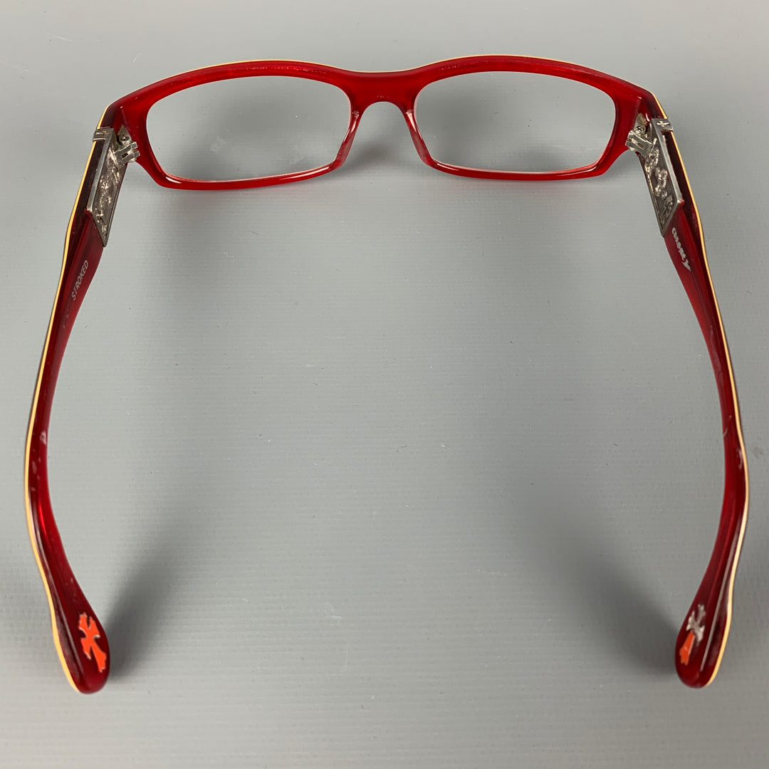 CHROME HEARTS Burgundy Silver Acetate Stroked Eyewear