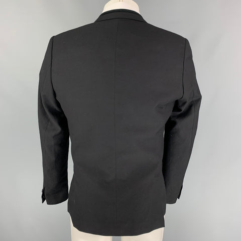 THE KOOPLES Size 38 Black Woven Wool Tuxedo Sport Coat