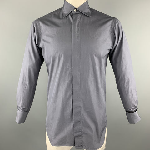 HAMILTON Size M Dark Gray Color Block Cotton Long Sleeve Shirt