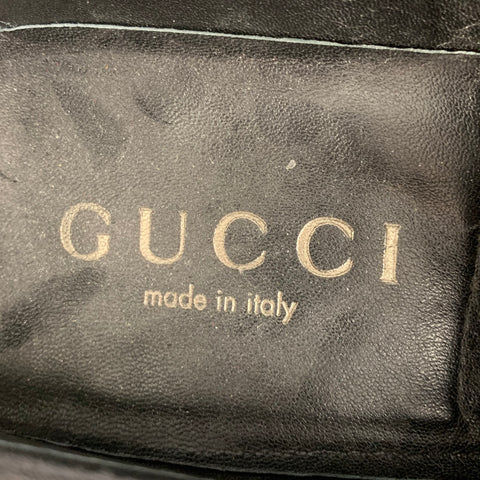 GUCCI Size 10 Black White Monogram Canvas Loafers
