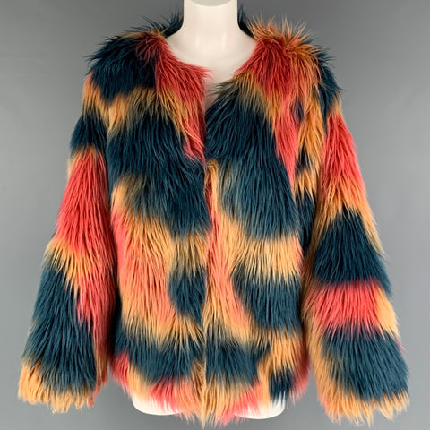 FABULOUS FURS Size XL Orange Blue Acrylic Coat