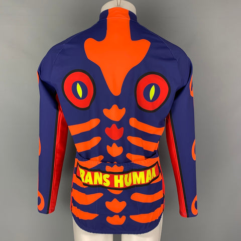 WALTER VAN BEIRENDONCK SS19 Size L Blue Graphic Nylon Jersey Bike Top