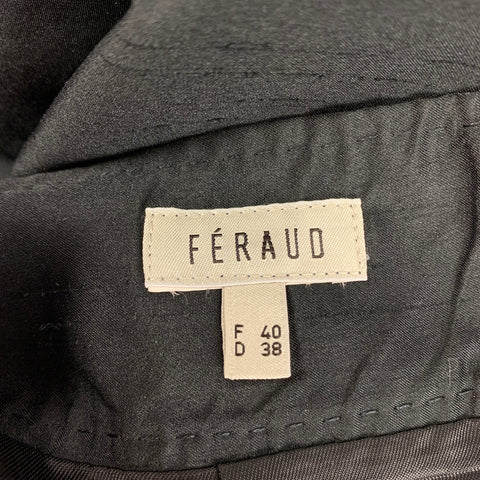 FERAUD Size 8 Black Shantung Pencil Skirt