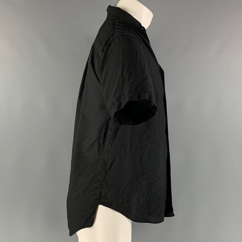 COMME des GARCONS Size S Black Polyester Asymmetrical Short Sleeve Shirt