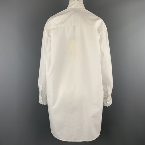 DEVEAUX New York Size 4 White Cotton Oversized MAX SHIRT Pocket Blouse