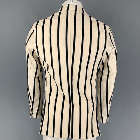 SCOTCH AND SODA Size M Beige Black Stripe Cotton Linen Sport Coat