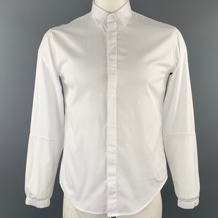ÉCOLE PUBLIQUE Taille L Chemise à manches longues en coton blanc avec boutons cachés