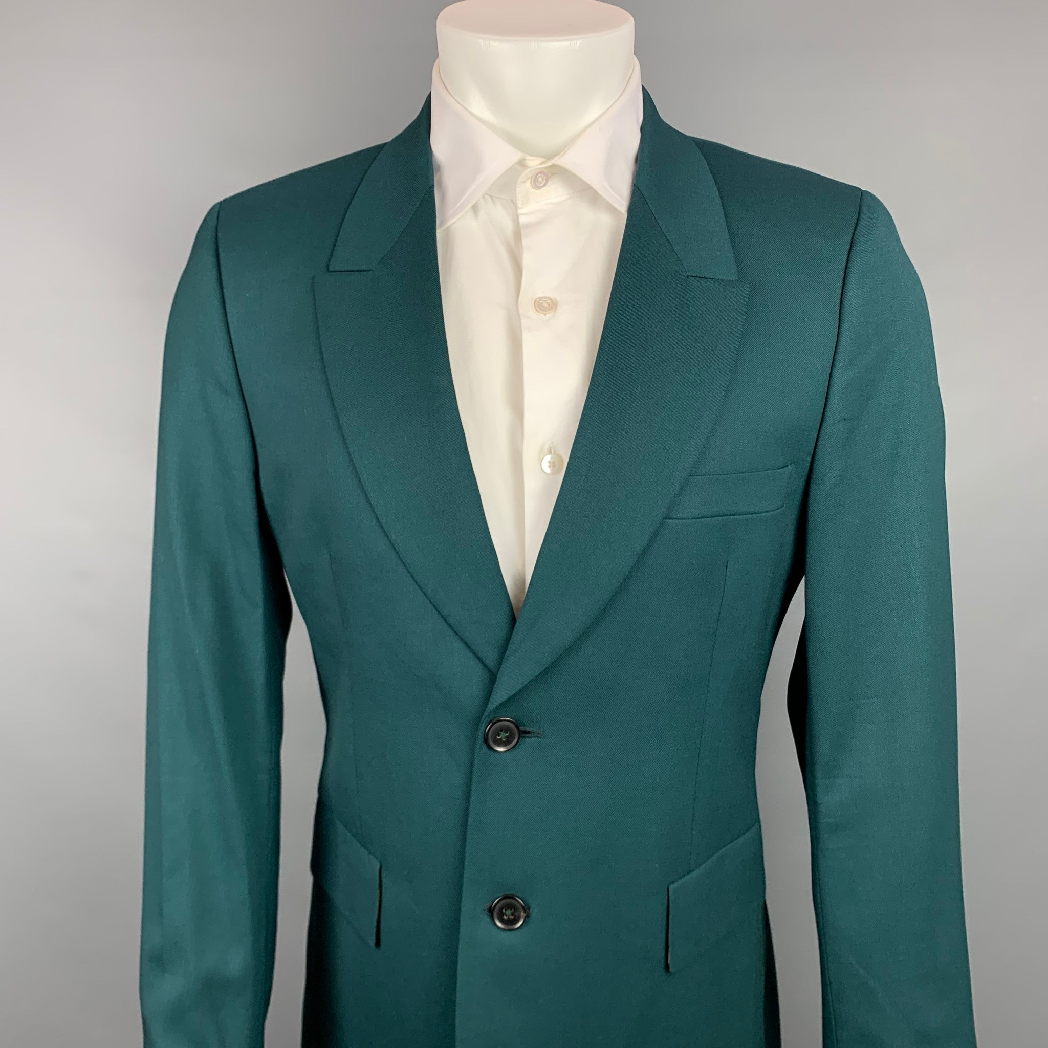 PAUL SMITH Size 42 Green Wool Notch Lapel Sport Coat