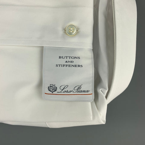 LORO PIANA Size L White Cotton Button Up Long Sleeve Shirt
