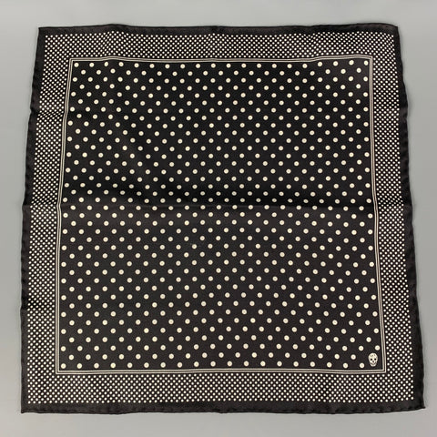 ALEXANDER MCQUEEN Black White Dots Silk Pocket Square