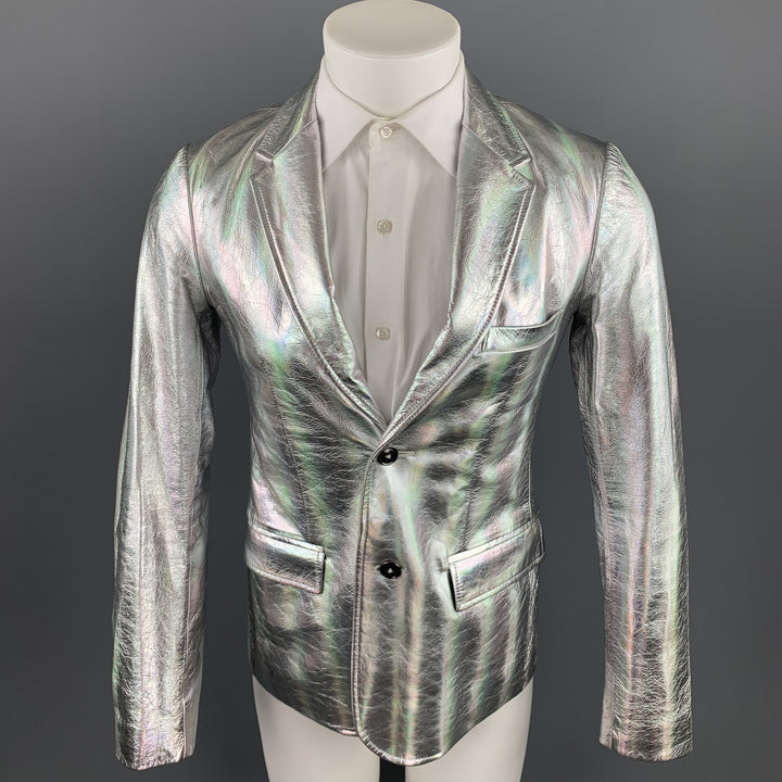 MARC by MARC JACOBS Size 38 Silver Iridescent Leather Sport Coat