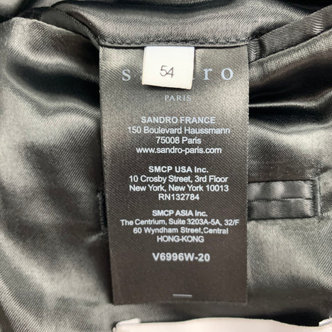 SANDRO Size 44 Black Wool Tuxedo Peak Lapel Sport Coat
