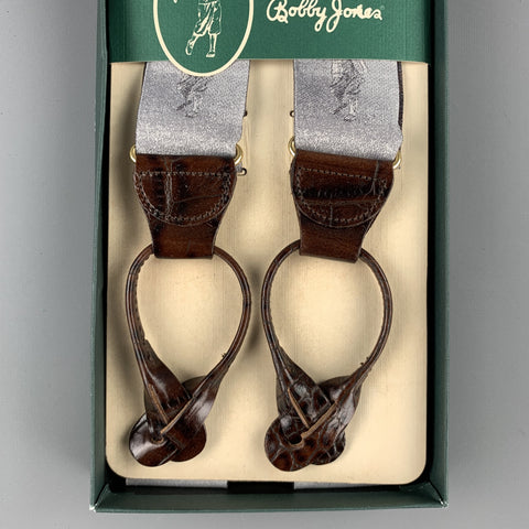 BOBBY JONES Print Grey Silk Suspenders