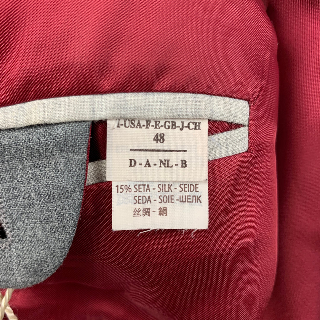 BRUNELLO CUCINELLI Taille 38 Costume Gris à Carreaux Lana Laine Soie