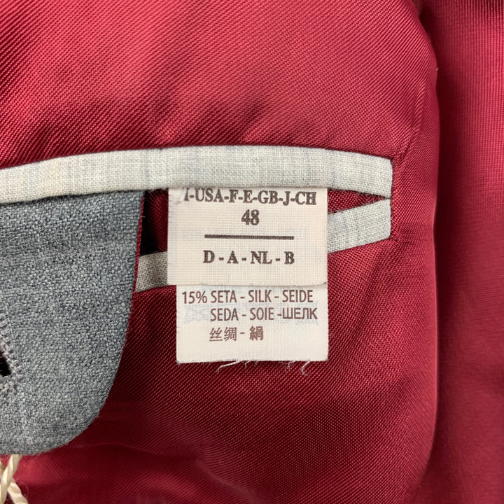 BRUNELLO CUCINELLI Taille 38 Costume Gris à Carreaux Lana Laine Soie