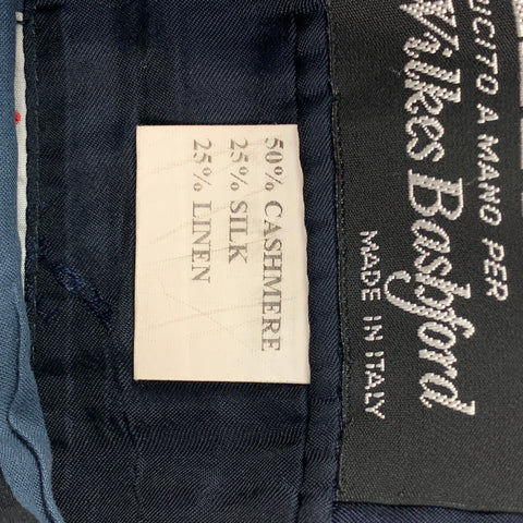 KITON Size 46 Grey Blue Plaid Cashmere Blend Notch Lapel Sport Coat